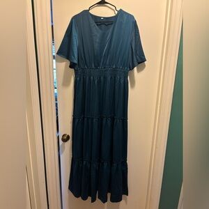 Elegant Teal Maxi Dress XXL